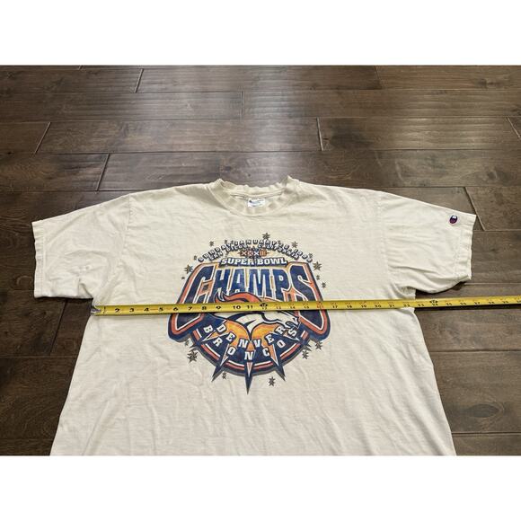Vintage Champion Mens White Super Bowl Champs 1998 Denver Broncos Shirt XL USA - Picture 6 of 8